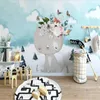 Wallpapers Benutzerdefinierte große 3D-Po-Tapete Nordic Modern Cartoon Kätzchen Blume Kinderzimmer Hintergrund Wanddekoration Tuch