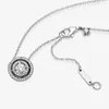 Funkelnde Doppel-Halo-Collier-Halskette für Pandora, echtes Sterlingsilber, Hochzeitsfeier-Schmuck für Frauen, Freundin, Geschenk, CZ-Diamant-Halsketten mit Originalverpackung