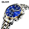 손목 시계 Olika Steel Men Quartz 비즈니스 시계를위한 시계 광도 방수 남성 retogio