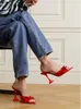 디자이너 샌들 여성 신발 럭셔리 로지 95mm 크리스탈 장식 뮬 조각 발 뒤꿈치 EU35-42 상자 포함