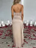 Vestidos de fiesta RLMABABY verano mujer un hombro fruncido espalda descubierta tobillo-longitud satén Sexy elegante alta división rojo largo ceñido al cuerpo Y2303