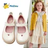 Baskets Mo Dou printemps automne chaussures en cuir décontracté véritable peau de vache sandales pour filles princesse rose Beige noir enfant en bas âge doux mignon 230322