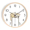 Настенные часы минималистские деревянные часы скандинавский дизайн круглый модедигитал молчаливый