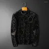 Hommes t-shirts chemise de luxe hommes automne hiver polaire doublure Base Club tenues velours vêtements noir Paisley Homme