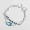 Bracelets de charme Allyes Bracelete geométrico de metal de pedra de cristal para mulheres Moda Moda Cores de coloras de dupla camada de partida Presentes de joias