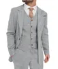 Męskie garnitury Blazery męskie garnitur szary 3 -częściowy kombinezon wysokiej jakości wełna Tweed Wedding Groomsmen Szal Lapel Tuxedos Slim Fit Blazerpantsvest 230322