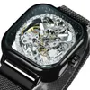 Montres hommes Top marque de luxe automatique montre mécanique pour hommes or maille transparente en acier montre-bracelet squelette