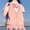 Kamizelki damskie kamizelki sweter kobiety urocze swobodne preppy kawaii japoński styl miękki żeńska sweet fit Button Sleveless mody szykowni skoczki 230322