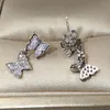 korean butterfly designer stud earrings luxury diamond shining bling crystal silver gold geometry earring earings ear rings jewelry for women