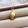 Pendant Necklaces Gold Color Inlaid Natural Hetian Conch Necklace Chinese Style Retro Court Charm Minority Design Women Jewelry Gifts