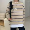 Men's T Shirts Long-sleeved T-shirts 2023 Autumn And Winter Striped Loose Tops Young People Handsome Fashion Trend Clothing