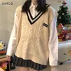 Damesvesten Preppy Style gebreide pullover Sweater Vrouwen Vest Casual Basic V-hals Mouwloze trui Vest Spring Autumn Black Apricot Sweater 230322