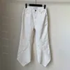 Luxe blanc femmes Denim pantalon printemps été neuf longueur jean INS Street Style jean Vintage pantalon évasé