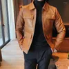 Men's Pur 2023 Autumn Winter Fashion Motorcycle Jacket Leather Jackets Men Jaqueta de Couro Masculina Mens Coat B651