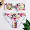 Dames Swimwear Wrap Women Bikini Bathing Set Suit Swimsuit Print Gevotte borst Bandeau Swimwears Dames shorts