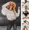 Women's T Shirts Solid Color Hollow Out Sweaters Women 2023 Summer O-neck Tassel Tees Knitted Pullovers Holiday Beachwear Bikini