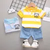 Conjuntos de roupas ienens Roupas de bebê conjuntos de shorts listrados de verão Roupa de roupas infantis ternos infantis infantis de meninos casuais roupas de manga curta 230322