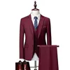Herenkostuums Blazers Mannen Boutique Suits Sets Bruidegom Trouwjurk Pakken Pure Kleur Formele Kleding Zakelijk 3 P Sets JacketsPantsVest Pakken Maat S-5XL 230322