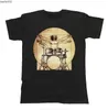 T-shirts pour hommes t-shirts drôles T-shirt à la mode Da Vinci T-shirt de batteur Fit Drums Music pour hommes W0322
