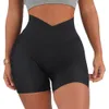 Yoga Outfits Sports Shorts Women High Waist Workout Seamless Fitness Scrunch Butt Gym Leggings Cross Pocket Pants 230322