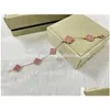 Urok bransolety v marka koniczyna projektant bransoletka róża różowy kamień słodki kwiat 15 mm liść miłosna biżuteria