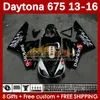 Carénages MOTO pour Daytona 675 675R 2013-2016 Carrosserie Daytona675 Bodys 166No.62 Daytona 675 R 13 14 15 16 2013 2014 2015 2016 Kit de carénage de moto OEM noir stock