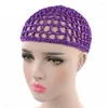 Berretti Cappello all'uncinetto Rete per capelli estiva Donna Maglia Snood Turbante Tinta unita Retine per capelli in rayon morbido Lady Sleep Night Cover Berretti in maglia Accessori