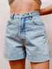 Damesshorts Charmingtrend Zomer Denim Mode Klassiek Effen Kleur Hoge taille Zak Patchwork Dameskleding 230322