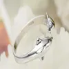 Anneaux De Mariage De Mode Dauphin Animal Platine Plaqué Fille Doigt Bijoux Femmes Ouvert Anneau De Fête Pas De Fade Drop