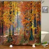 Rideaux de douche Bouleau Forêt Arbres Rideau De Douche Paysage Naturel Imprime Tissu Polyester Imperméable Salle De Bains Rideaux Décoration avec Crochets 230322