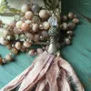 Colares pendentes NM15523 Pink Boho Glam Stone Hand Sari Silk Tassel Colar Jewelry Unique Romantic Chic Style Bohemian para mulheres
