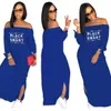 Varejo de tamanho grande verão causal maxi vestidos designer dividido de manga curta letra de vestido impressão de roupas femininas