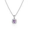 Chaînes JADE ANGEL Luxe Femme Pendentif Collier Incrusté Zircon Cristal Bijoux De Mode Pour Dames Accessoire De Fête De Mariage - Violet