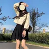 Koszule kobiet czarno -białe letnie ramiona krótkie/długie szkoła standardowe japońskie dziewczęta rockowe ustawienie wielu munduru kostiumów COS COS