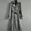 Мужские траншевые пальто серые клетки мужская средняя двойная грудь классический бизнес-брейк модная обычная стройная винтажная куртка мужчин