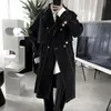 Men's Trench Coats British Style Men's Coat Black Suit Collar Mid-length Fashion Design Man Jacket 2023 Casual Windbreaker Overcoat Male