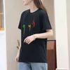 Gelişmiş Versiyon Kadınlar İtalya UCCI Modaya Giyim 2G Mektup Grafik Gökkuşağı Yıldırım Baskı Çift Çift Giyim Pamuk Yuvarlak Boyun Erkek ve Kadın Üstleri Tees JB9E