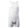 Undershirts Men Leotard Sports Workout Bodysuit Shorts Wrestling Singlet Fitness Jumpsuit Sexy Slip Ice Silk Underwear Swimwear