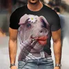 남자 티셔츠 2022 여름 tshirts 인기있는 참신 동물 돼지 3D 프린트 티셔츠 재미있는 돼지 캐주얼 탑 통기성과 편안한 소프 티 셔츠 남자 W0322