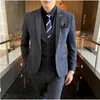 Męskie garnitury Blazers 3-częściowe mężczyzn Groom Suknia ślubna Plaid Formal Suits Ustaw wysokiej jakości mężczyzn moda swobodny kombinezon biznesowy Trzyczęściowe smoking S-7xl 230322