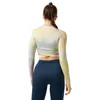 Aktiva skjortor Tie Dye Yoga Top Sexig Exponed Navel Wear Workout Tops For Women Fitness Gym Långärmad Crop Athletic Sports