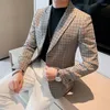 Abiti da uomo 2023 Uomo Boutique Fashion Plaid Casual Business Blazer Suit Jacket Sposo Abito da sposa Party Cappotto maschile Plus Size R1