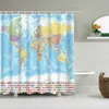 Tende da doccia Mappa inglese Tenda da doccia stampata Tenda da bagno con ganci 180x200cm Impermeabile Addensare Set di decorazioni per il bagno Luxury Cortinas 230322