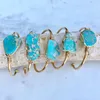 Bangle BM14727 Aqua Blue Ocean Jasper Turquoise Stone Boho smycken Rå mässingsgåva