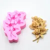Strumenti per torte Fiori di rosa 3D con foglie Bordo fondente Decorazione stampo in silicone Stampo da forno fai-da-te Gelatina