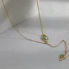 Pendant Necklaces Turquoise Ladies Stainless Steel Tassel Necklace 18K Real Gold Plated Waterproof And Fade Resistant