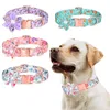 Dog Collars Flower Girl Collar For Female Dogs Floral Pattern Engraved Pet With Safety Metal Buckle Removable