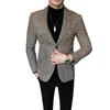 Męskie garnitury Blazery Vintage Plaid Blazer British Stylish Male Blazer Chall Kurtka Firma Firma Casual Blazer Jacket Ternno Masculino Mens Blazer Wzór 230322