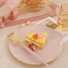 Wegwerplatwerk 20-delige tabelgerei Premium roze plastic dessertplaat met vork geschikt voor bruidsdouche en feest