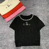 Women's T-Shirt Woman O-neck Knit Fashion Ins Style Trendy Letter Print Top Lady T-shirt High Quality Knit ShirtsWomen Top Summer Short Sleeve Sweater